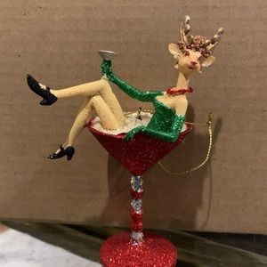 Champagne Glass Sexy Reindeer Christmas ornament